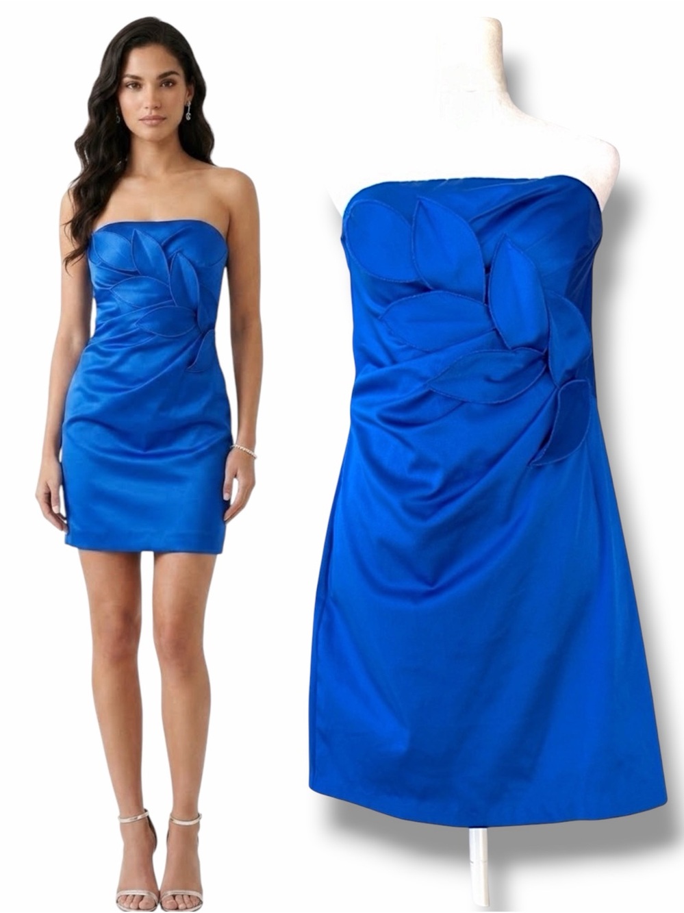 Vintage Y2K Jessica McClintock for Gunne Sax Satin Strapless Mini Cocktail Dress